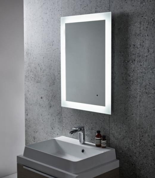 Espelho de maquiagem LED iluminado na parede com sensor de toque W20xH60 Forma retangular