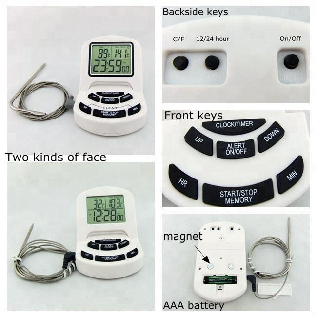 DTH-65 Waterproof Digital Food Thermometer And Kitchen Cooking Thermometer With External Probe And Timer Function