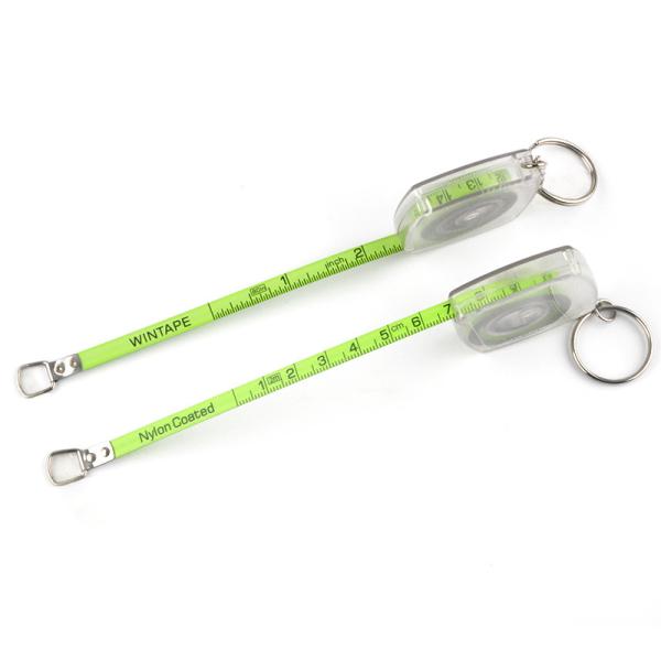 Green Metal Measuring Tape Keychain 2 Meters 80 Inches With Transparent Plastic Shell