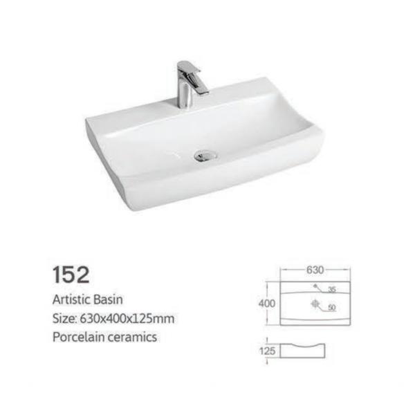 Glossy Wall Mount Bath Sink Ceramic For Cabinet Lavatory Single Hole 12L