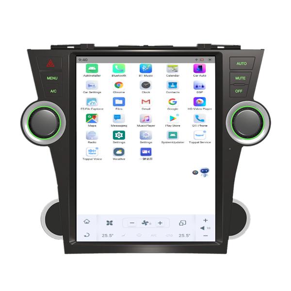 12 Inch Qualcomm Car Android Head Unit Tesla Style Android11 For Toyota Highlander 2009-2013