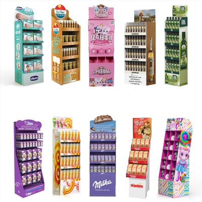 Gloss Custom Display Stands Racks Lamination Retail Store Floor Display Racks For Promotion