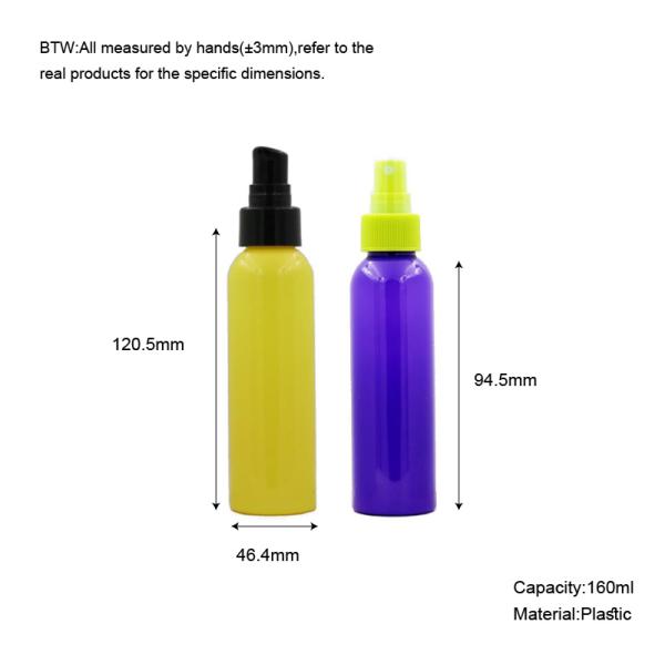 160 мл непрозрачная пластиковая бутылка с желтым спреем фиолетовая с черными желтыми головками