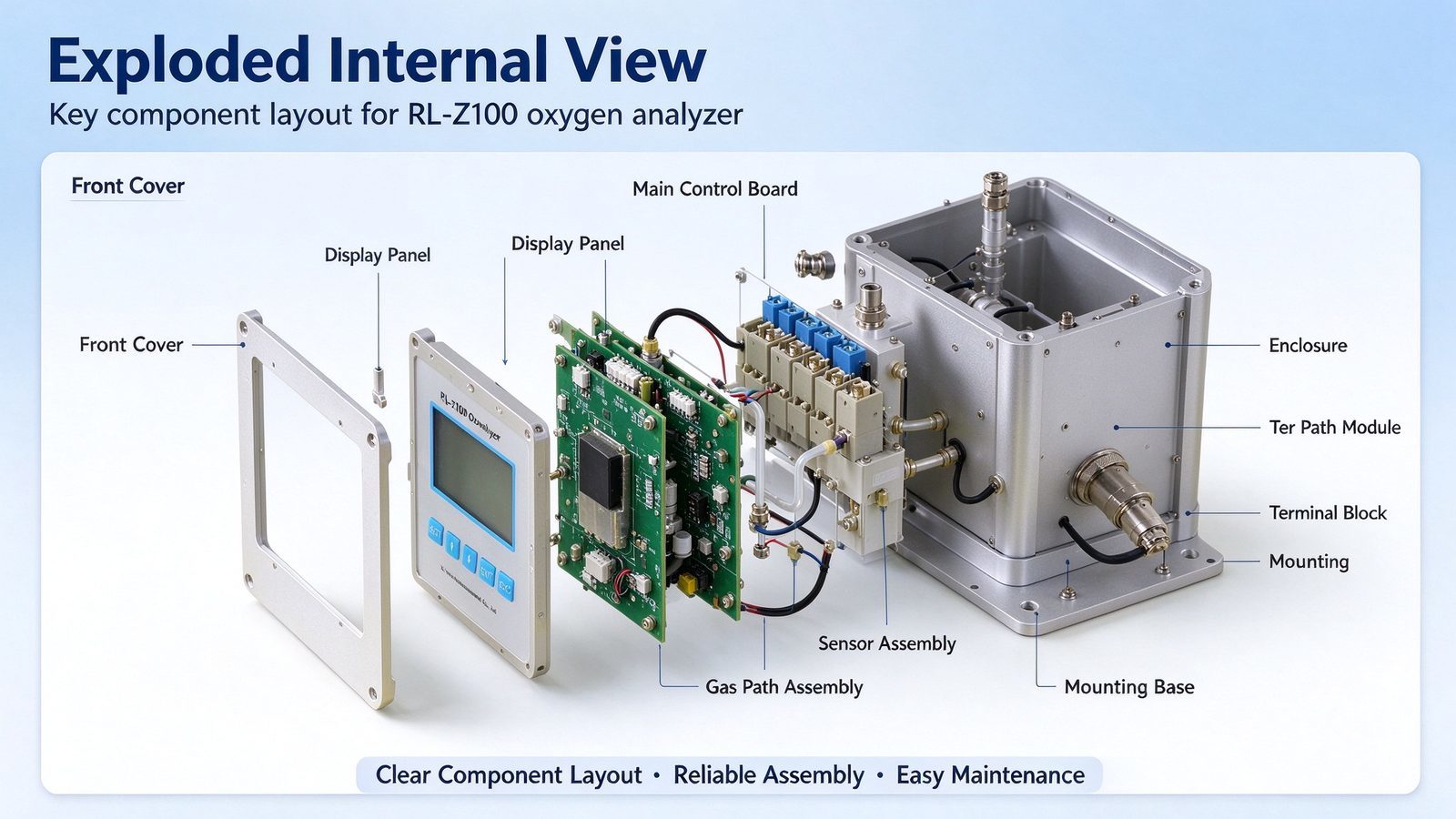 Zirconium Oxide Dual Ion Flow Oxygen Gas Analyzer Detector Sound Alarm O2 Measurement 25%