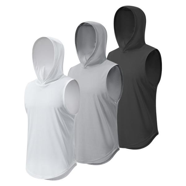 XMAMLON RTS OEM Quick Dry Gym Tank Sleeveless Bodybuilding Hooded Tank Top for Men