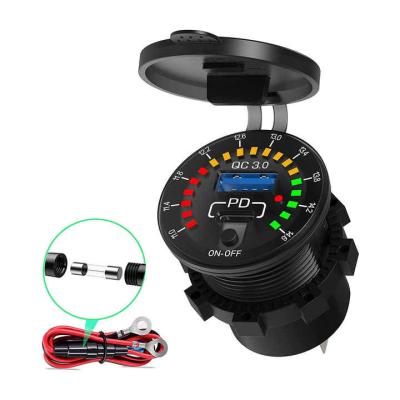 QC3.0 + PD Twin USB Car Charger Suit For Iphone 15 Car Charger With Color Screen