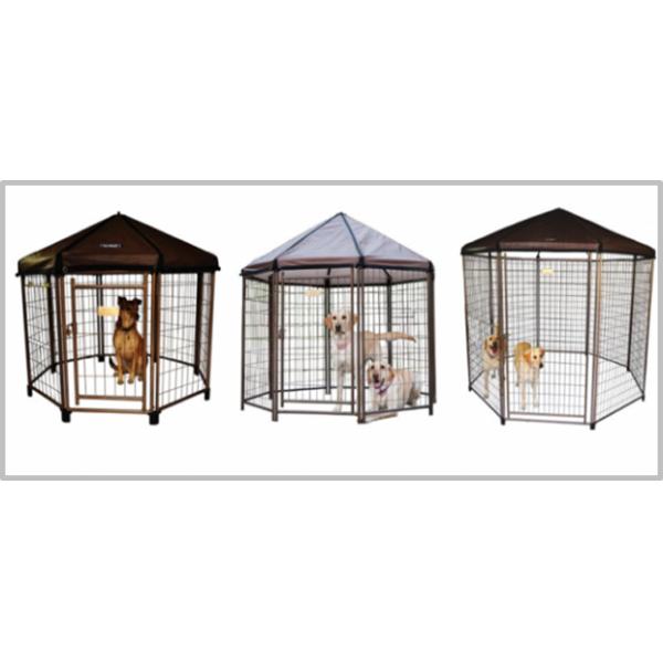 Powder Coating Metal Outdoor Dog Kennel House With Waterproof Cover