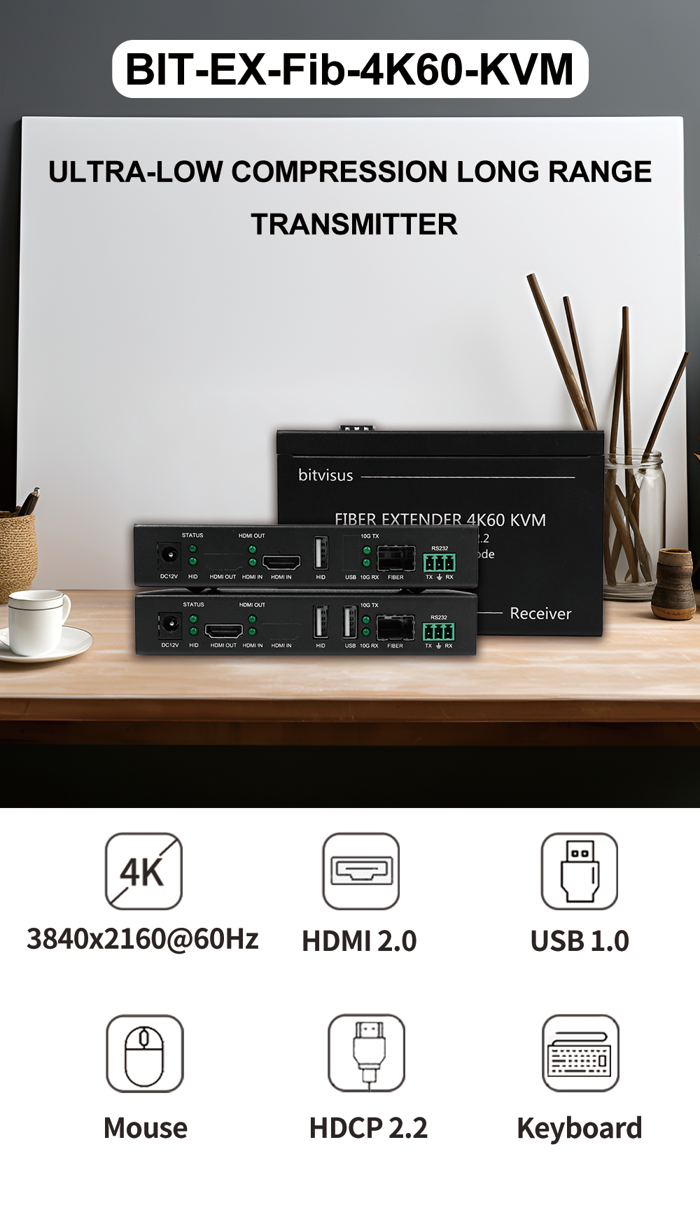 Zero Delay 30KM Fiber Optic HDMI Extender with 4K60 Resolution and KVM Support for Long Distance AV Transmission