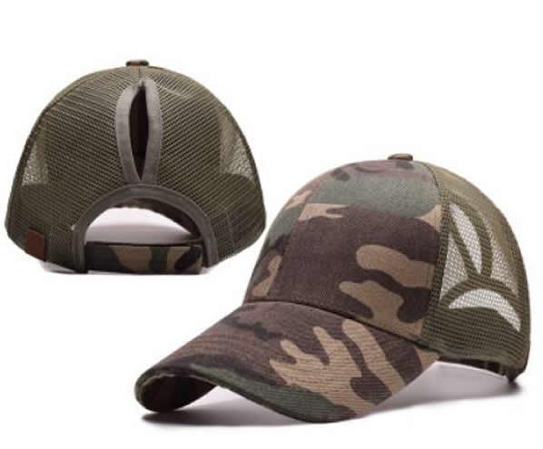 Wholesale Adjustable mesh baseball cap Back Hole Pony Tail Snapback Cap patchwork sports sun hat with a ponytail slot