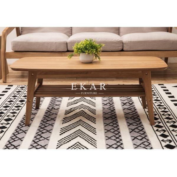 Oval Coffee Table 4 Legs Solid Wood Egyptian Style Living Room Furniture