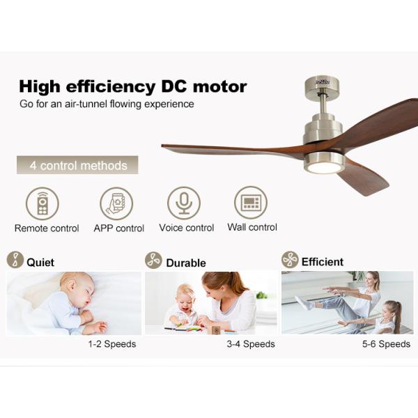 110-240V/50Hz-60Hz Voltagem de entrada V Ventilador de teto LED com corpo metálico e lâminas de madeira maciça