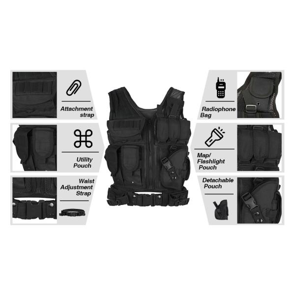Sports Vest Equipment Security Vest Training Vest Adjustable Lightweight Vest for Law Enforcement Guard Hunting