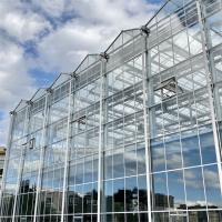 Serre en verre à charpente métallique à longue portée