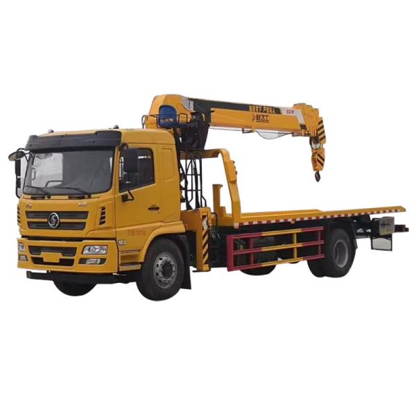 China Made Self Loader Flat Bed Tow Truck 10 Tons Tow Truck Wrecker With Crane