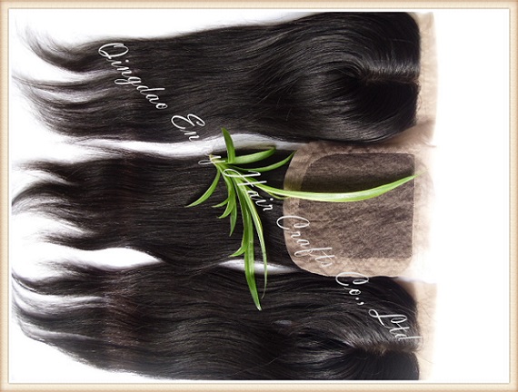 Silk top closure 4''x4'' peruvian virgin hair natural color,straight 10''-24''middle part