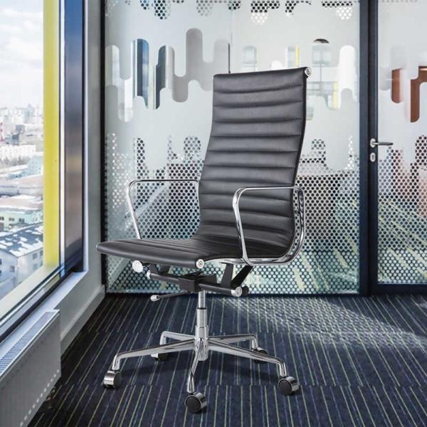 Alloy Base h45.6 Black  PU  Leather  Office Chair / High Back Computer Chair 35.2lbs