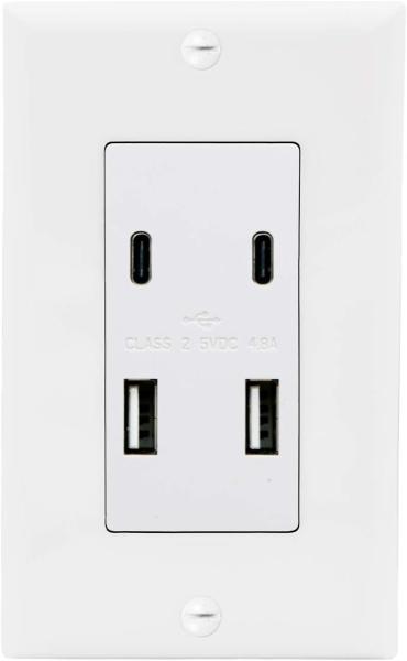 Convenient Charging USB Wall Outlet 2 Type C USB Socket 5V DC