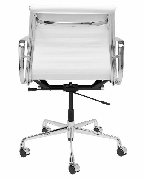 Commercial White Ribbed Office Chair Vinyl Leather Back Explosion Proof Classes Design