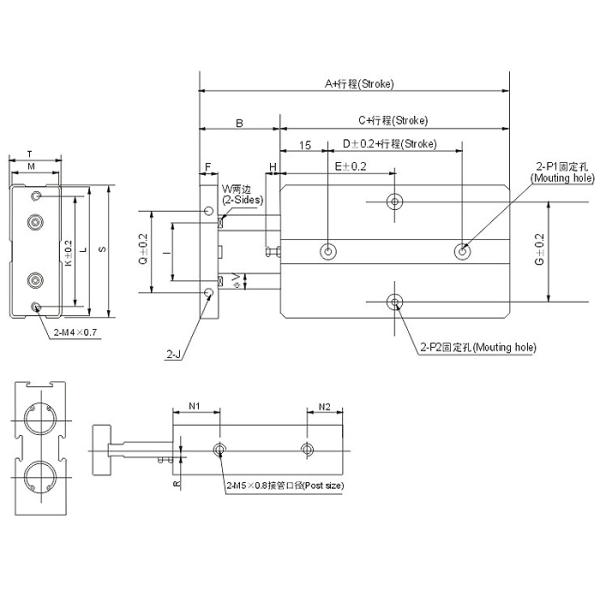 TN double shaft Pneumatic cylinder, Φ10mm,Φ16mm,Φ20mm,Φ25mm,Φ32mm