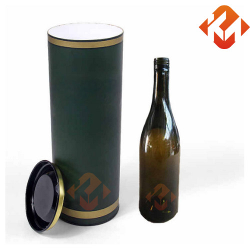 Embalaje de tubos de vino cilíndricos Tubo de frasco de papel Kraft con cubierta de hojalata metálica