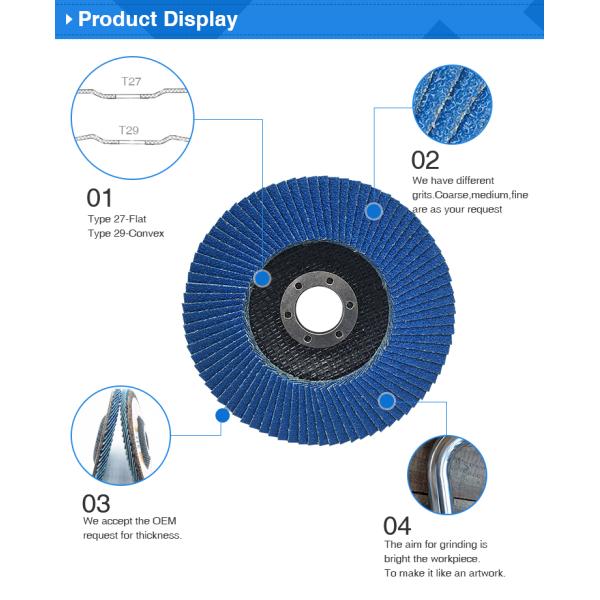 T27 T29 Abrasive Sharp Zirconia Flap Disc 125mm For Deburring