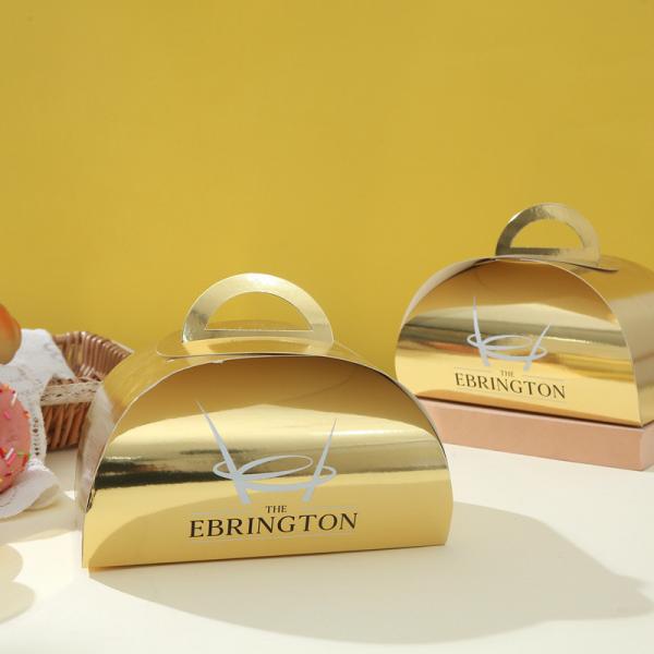 OEM Paper Cake Packaging Box , Sustainable Bakery Packaging Tulip Box With Handle