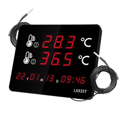 Professional Digital Thermometer LX935T with Dual External Probes Large LED Screen  for Pool Sauna Aquarium Home Industrial Use