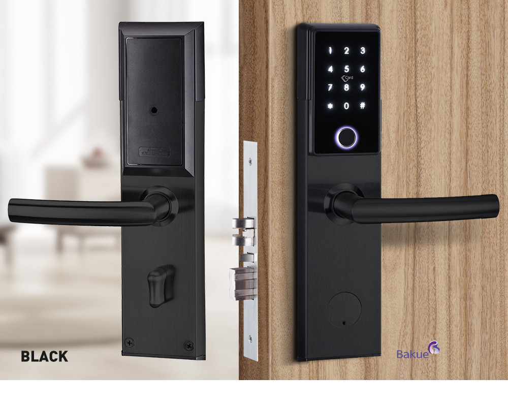Bluetooth Fireproof Smart Door Lock Black Silver With Card Code Fingerprint APP WiFi Smart Digital Door Lock Secure Entry System
