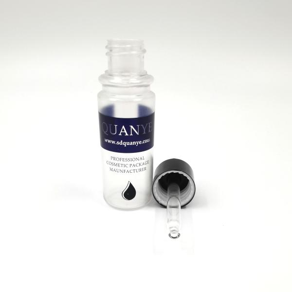 garrafa plástica cilíndrica do soro de 30ml PETG com tampa preta