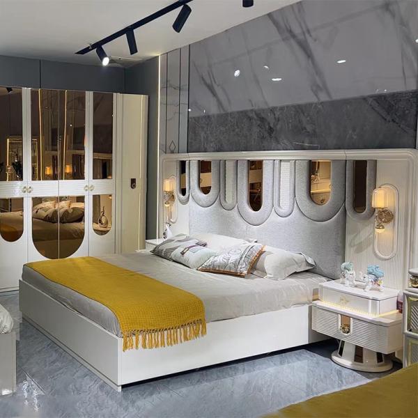 New Design Wholesale Wooden Double King Size Bed Suite Wood Frame Modern Luxury Wooden Home Furniture Bedroom Sets