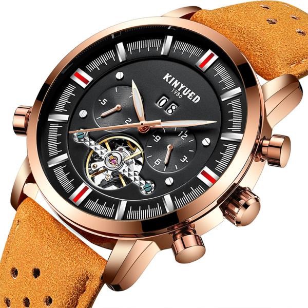 Online Shopping free shipping luxury brand tourbillon leather men watches in wristwatches automatic mechanical watch