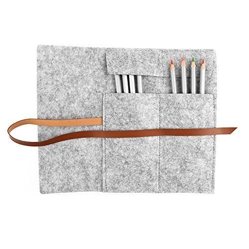 Bundle Felt Pencil Wrap Case , Wool Felt Fabric Pencil Case Cosmetic Bag
