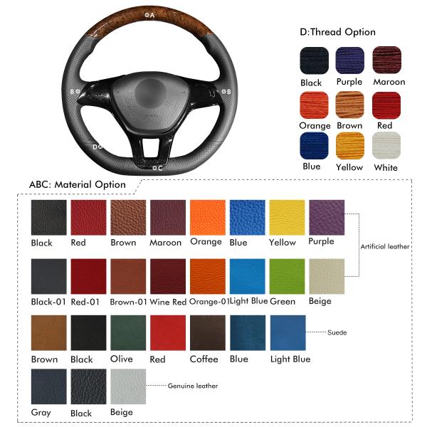 Hand Sewing Steering Wheel Cover Wrap for Golf 7 Sportsvan SV Polo 5 6 Jetta UP 2013-2021