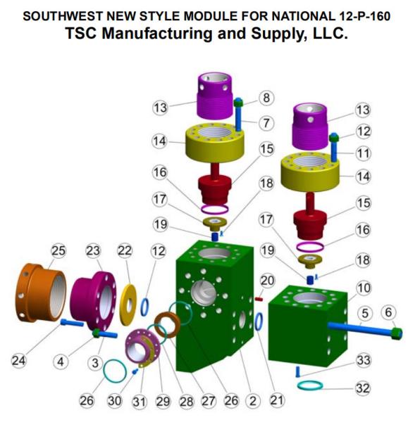 F1600 mud pump,  Southwest FB1600 mud pump, 14P220 mud pump, 12P160 mud pump, MISSION L MODULE FOR PZ-10, PZ-11