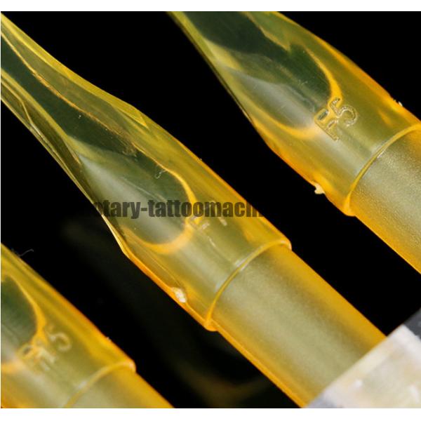Plastic Disposable Tattoo Needle Tips , Flat  / Round Open Tattoo Tip Set Yellow Color