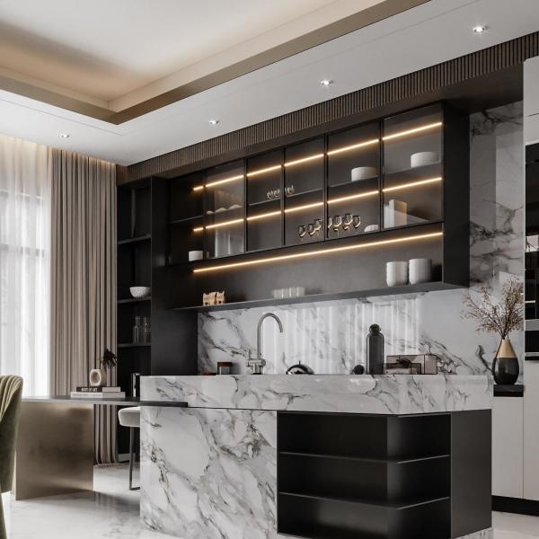 Automatic Solid Wood Kitchen Cupboards E0 Melamine Kitchen Cabinets Set Furniture