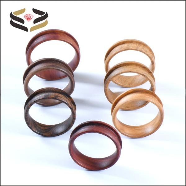 Anillos de madera maciza de tipo religioso de 6 mm y 8 mm para incrustaciones