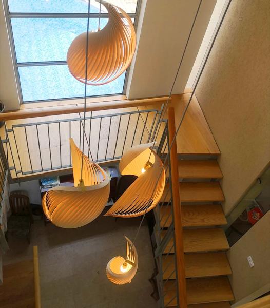 Veneer pendant light Nordic wooden hanging lamp replica design lamp(WH-AP-545)