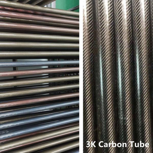 Twill Weave Carbon Fiber Rods And Tubes , Shinning 3K Carbon Fiber Tube