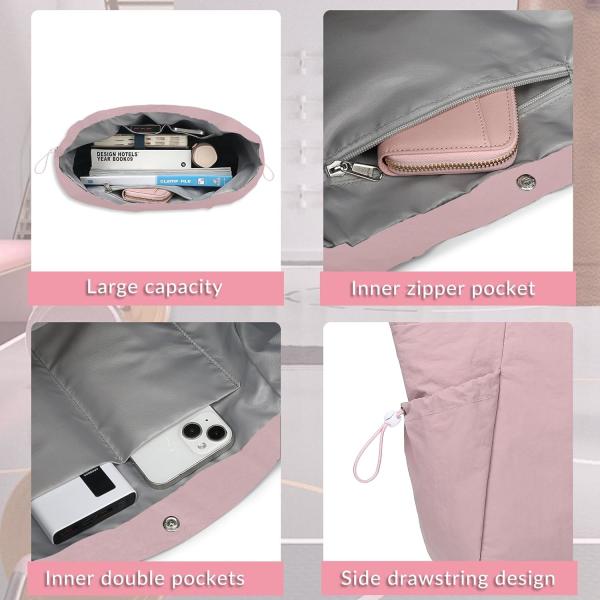 BTOOP TOTE BAG FOR WOMEN, FOLDABLE BEACH GYM BAGS, SIDE-CINCH LIGHTWEIGHT SHOPPER SHOULDER BAG FOR TRAVEL,WORK