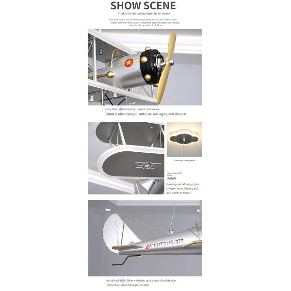 Creative Led Children's Aircraft Lamp Boy Bedroom Room Lamp Modern Personality Fashion Simple Cartoon Chandelier(WH-MA-1