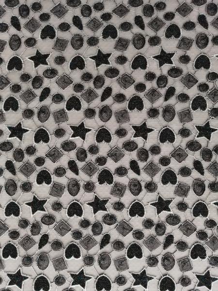 Star Shape Lurex Metallic Colored Embroidery Fabric For Little Girl Dress