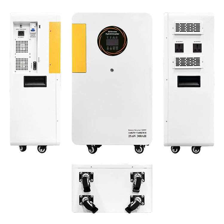 3.6KW Hybrid Solar Inverter with 7.68KWh LiFePO4 Battery 8000+ Cycles and Built-in MPPT Solar Charger for Home Energy Storage