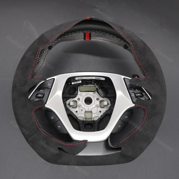 Custom Hand Stitching Durable High Quality Athsuede Steering Wheel Cover for Chevrolet Corvette C7 2015 2016 2017 2018 2019 2020