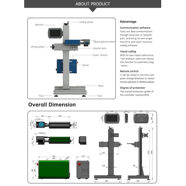 Machine de marquage laser à fibre métallique 20W 30W 50W 100W pour tuyaux
