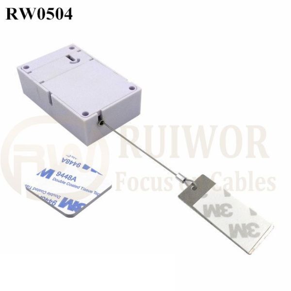 RW0504 Cuboid Anti Theft Pull Box With 45X19mm Rectangular Sticky Metal Plate Used In Supermarkets Security Retail Display
