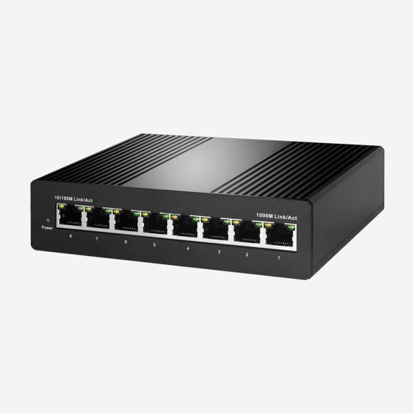 Porto 10 do interruptor 8 dos ethernet do ponto de entrada do FCC do CE ROHS 100 portos SR-SHG2008PI de 1000M Adaptive RJ45