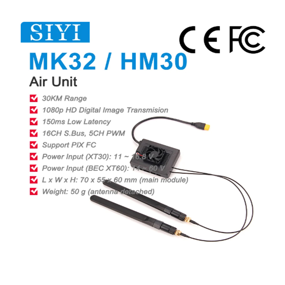 Siyi Mk15/hm30 Receiver Air Unit With L Range Full Hd 1080p Transmitter 5.8 Ghz Transmission