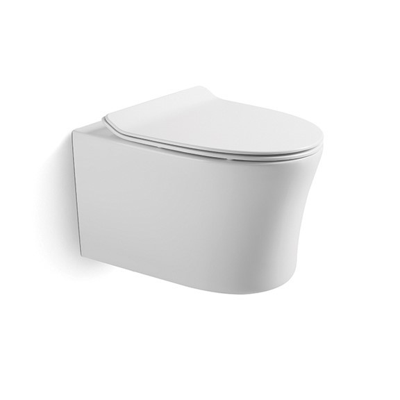 Ceramic Sanitary Ware WC Hanging Mount Water Closet Rimless Floating Ceramic Wall-Hung Toilet with P-Trap Drainage for Hotels