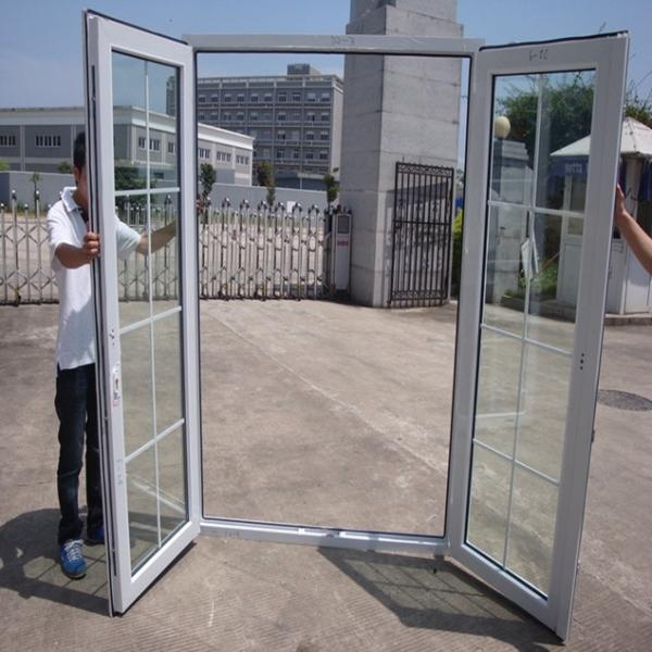 Double Opening PVC Glass Casement Doors White Frame With Double Triple Glazed